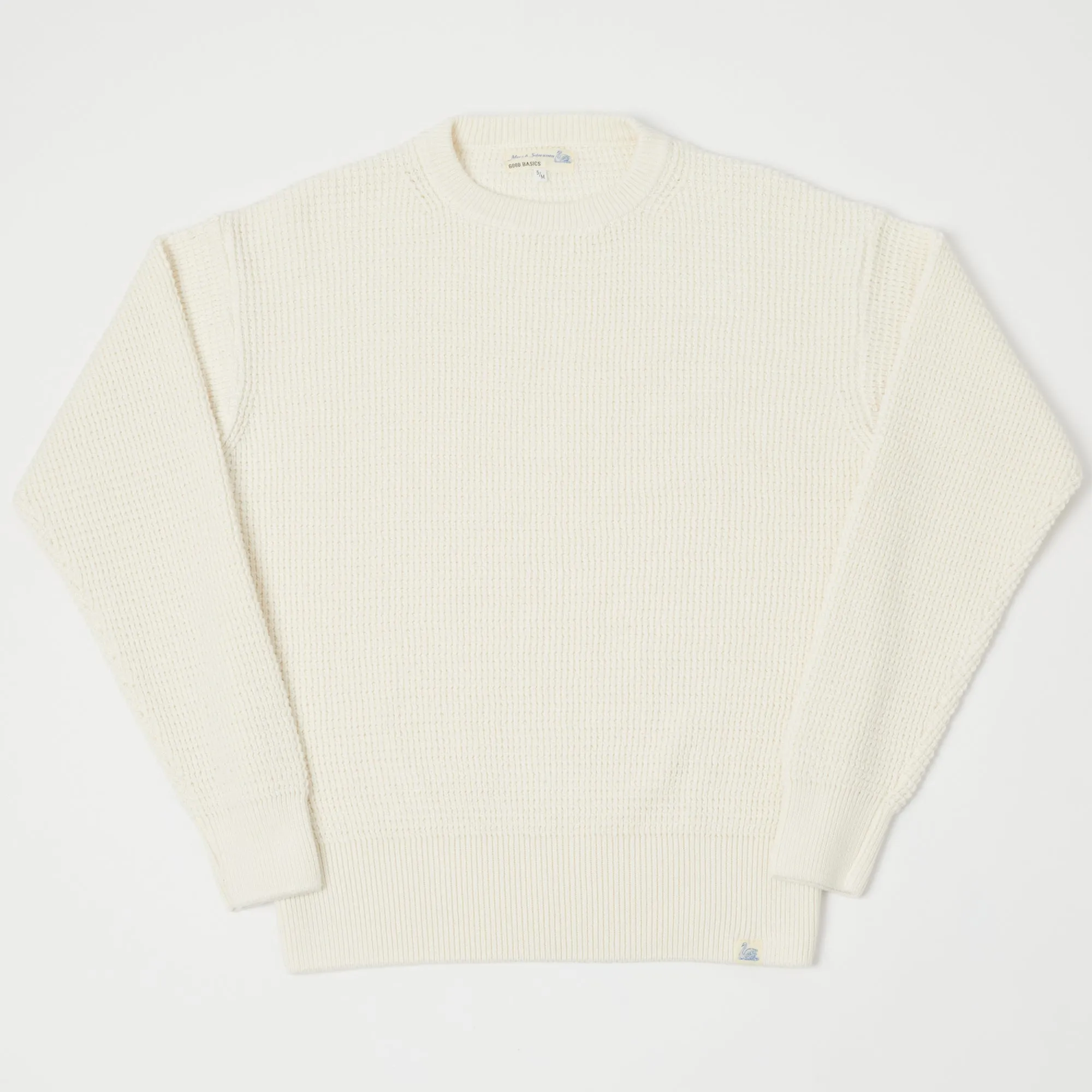 Merz b. Schwanen CCWC01 Knit Crew Waffle Pullover - Nature