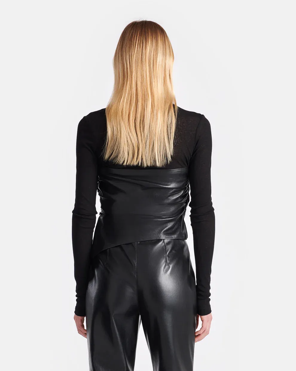 MW24FWTP33600 KYNLEE mesh jersey turtleneck with leather panel