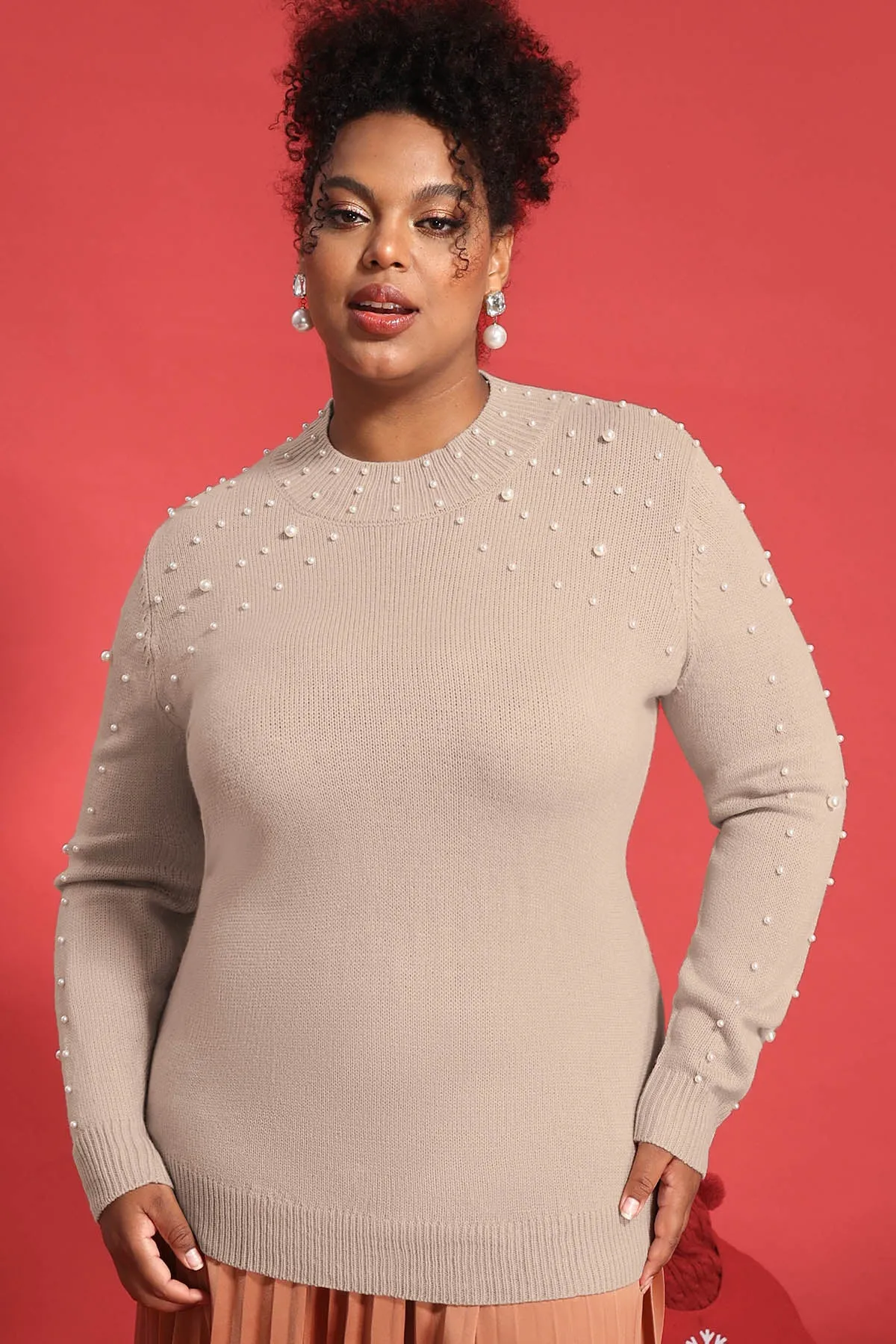 Pearl Woolen Stylish Crewneck Pullover Sweater