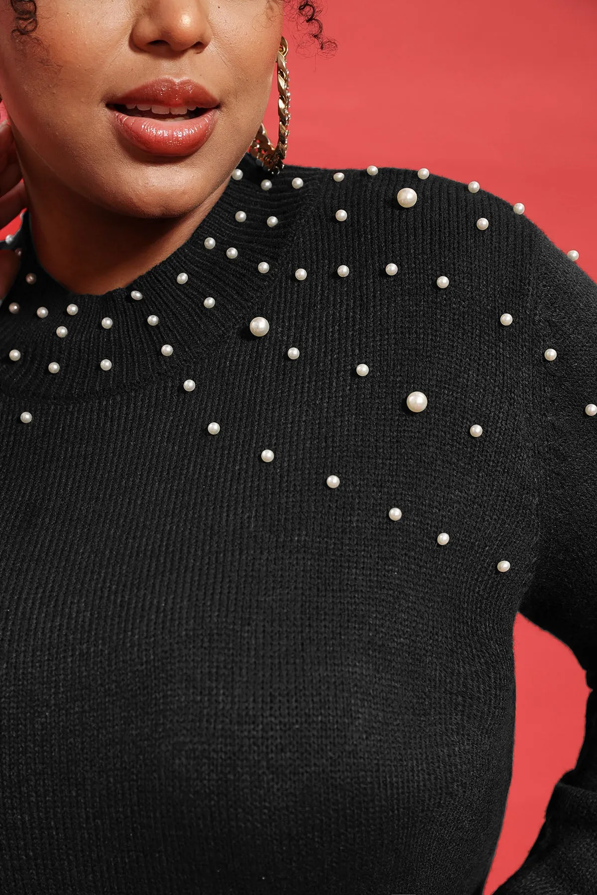 Pearl Woolen Stylish Crewneck Pullover Sweater